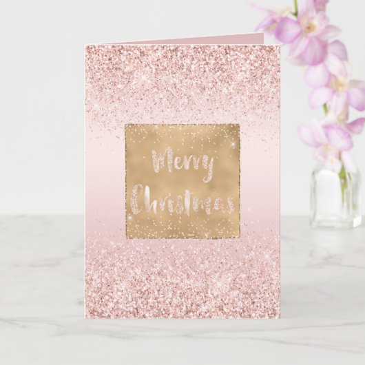 Blush Pink Ombre Glitzy Glitter Sparkle Kerstmis Kaart (Orchidee)