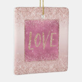 Blush Pink Ombre Glitzy Glitter Sparkle Love Keramisch Ornament (Rechts)