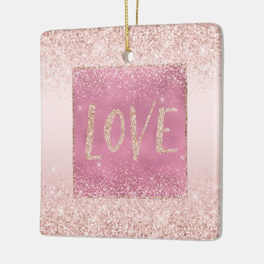 Blush Pink Ombre Glitzy Glitter Sparkle Love Keramisch Ornament (Links)