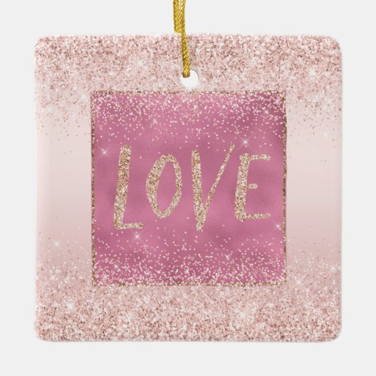 Blush Pink Ombre Glitzy Glitter Sparkle Love Keramisch Ornament (Voorkant)