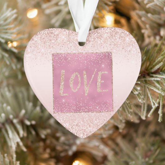 Blush Pink Ombre Glitzy Glitter Sparkle Love Ornament (Boom)