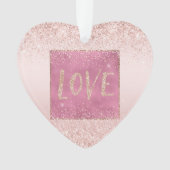 Blush Pink Ombre Glitzy Glitter Sparkle Love Ornament (voorkant)