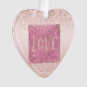 Blush Pink Ombre Glitzy Glitter Sparkle Love Ornament (voorkant)