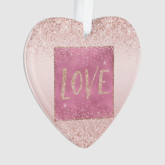 Blush Pink Ombre Glitzy Glitter Sparkle Love Ornament (voorkant)