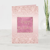 Blush Pink Ombre Glitzy Glitter Sparkle Verjaardag Kaart (Voorkant)