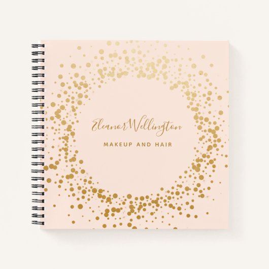 Blush Pink Ombre Gold Confetti Stip Creative Notitieboek (Voorkant)