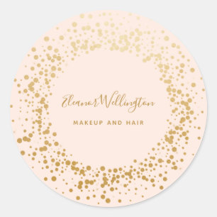 Blush Pink Ombre Gold Confetti Stip Creative Ronde Sticker