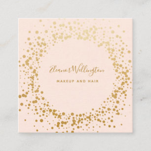 Blush Pink Ombre Gold Confetti Stippen Creatief  Vierkante Visitekaartje