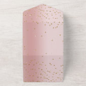 Blush Pink Ombre Gold Glam Confetti Wedding All In One Uitnodiging (Buitenkant)