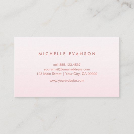 Blush Pink Ombre minimalist Professional Visitekaartje (Achterkant)