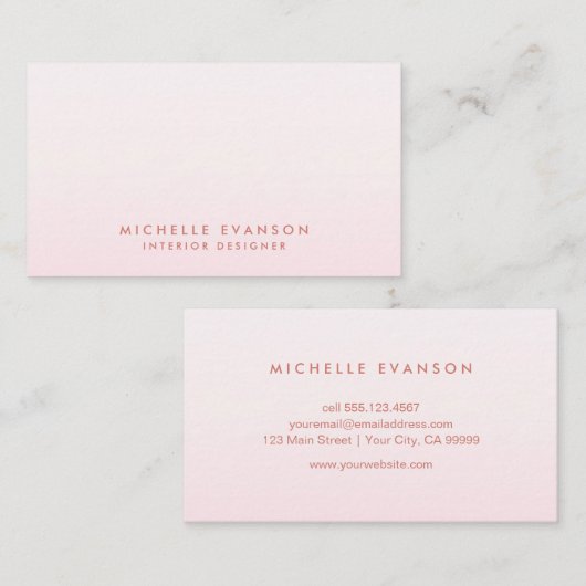Blush Pink Ombre minimalist Professional Visitekaartje (Voorkant / Achterkant)