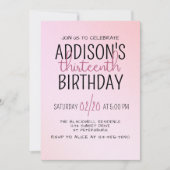 Blush Pink Ombre Verjaardag Kaart (Voorkant)