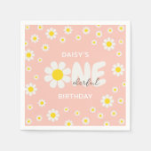 Blush Pink OneDerful Daisy Flower 1e Verjaardag Servet (Voorkant)