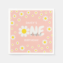 Blush Pink OneDerful Daisy Flower 1e Verjaardag Servet