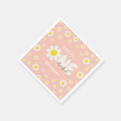 Blush Pink OneDerful Daisy Flower 1e Verjaardag Servet (Hoek)