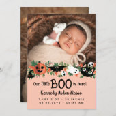 Blush Pink Onze kleine boo is hier Halloween Baby Aankondiging (Voorkant / Achterkant)