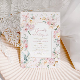 Blush Pink Ooievaar Wildflower Meisje Baby shower Kaart