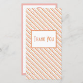 Blush Pink & Oranje Grid Bedankt Card (Voorkant / Achterkant)
