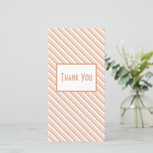 Blush Pink & Oranje Grid Bedankt Card (Staand voorkant)