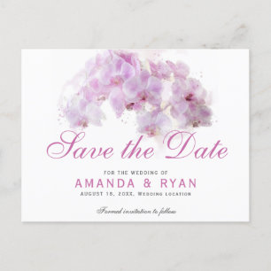 Blush Pink Orchid Waterverf Flower Floral Wedding Aankondigingskaart