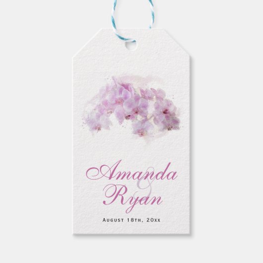 Blush Pink Orchid Waterverf Flower Floral Wedding Cadeaulabel (Voorkant)