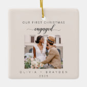 Blush Pink Our First Christmas As Engaged Photo Keramisch Ornament (Voorkant)