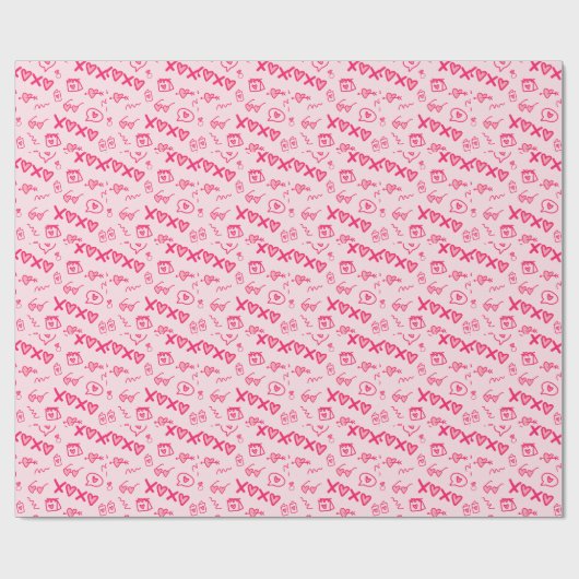 Blush Pink Overall Valentijnsdag Wrapping Paper Cadeaupapier (Vlak)
