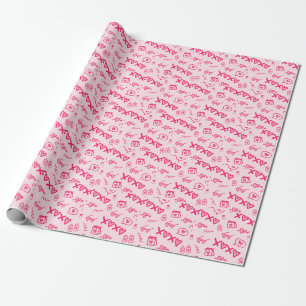 Blush Pink Overall Valentijnsdag Wrapping Paper Cadeaupapier
