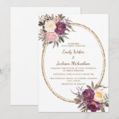 Blush Pink Paars Cream Floral Gold Wedding Kaart (Voorkant / Achterkant)