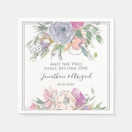 Blush Pink Paars Floral Grey Lijst Weddenschap Servet