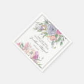 Blush Pink Paars Floral Grey Lijst Weddenschap Servet (Hoek)