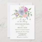 Blush Pink Paars Simple Floral Christelijk Weddens Kaart (Voorkant)