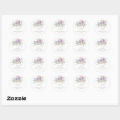 Blush Pink Paars Simple Floral Christelijk Weddens Ronde Sticker (Vel)