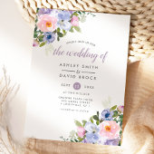 Blush Pink Paarse Floral Waterverf Weddenschap Kaart