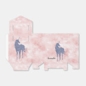 Blush Pink Paarse Glitter Eenhoorn Bedankdoosjes (Uitgevouwen)