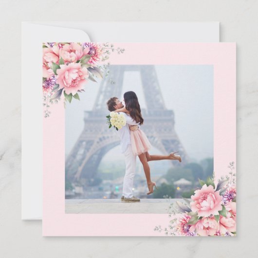 Blush Pink Paarse Sage Elegant Script Floral Save The Date (Achterkant)