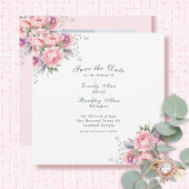 Blush Pink Paarse Sage Elegant Script Floral Save The Date