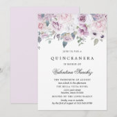 Blush Pink Paarse Waterverf Floral Quinceanera Kaart (Voorkant / Achterkant)