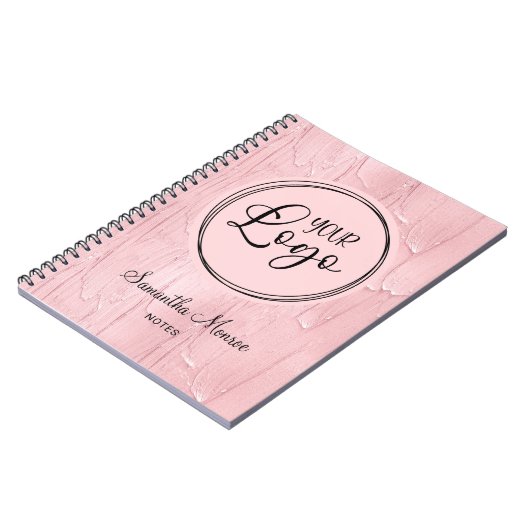 Blush Pink Paint Look Business Logo Meeting Notitieboek (Linkerzijde)