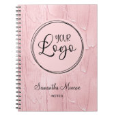 Blush Pink Paint Look Business Logo Meeting Notitieboek (Voorkant)