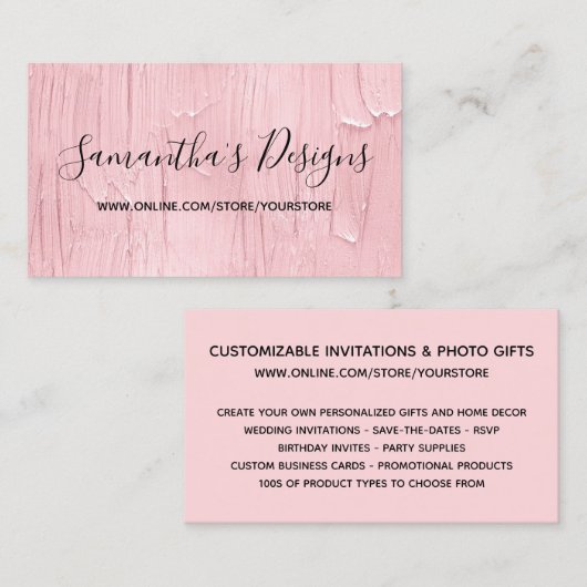 Blush Pink Painted Look Online Winkel Visitekaartje (Voorkant / Achterkant)
