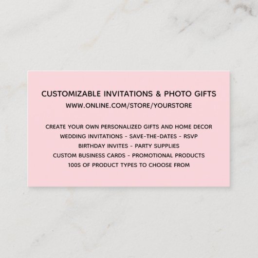 Blush Pink Painted Look Online Winkel Visitekaartje (Achterkant)