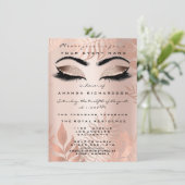 Blush Pink Palm Makeup Glitter Copper 16th Bride Kaart (Staand voorkant)