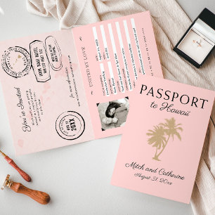 Blush Pink Palm Tree Hawaii Passport Weddenschap