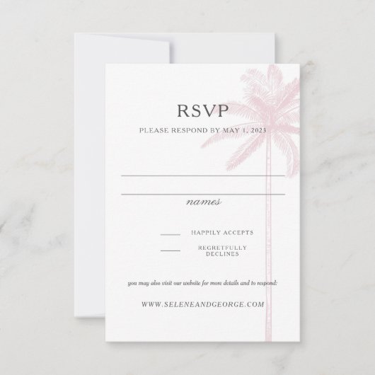 Blush Pink Palm Tree Response Kaart tekening (Voorkant)