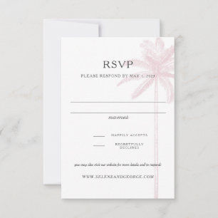 Blush Pink Palm Tree Response Kaart  tekening