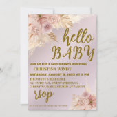 Blush Pink Pampas Baby shower Uitnodiging (Voorkant)