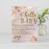 Blush Pink Pampas Baby shower Uitnodiging (Staand voorkant)