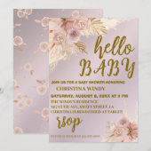Blush Pink Pampas Baby shower Uitnodiging (Voorkant / Achterkant)