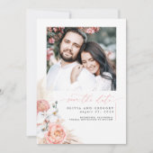 Blush Pink Pampas Grass Sla de datum foto op Save The Date (Voorkant)